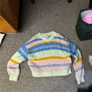 pull&bear pastel striped crew neck sweater